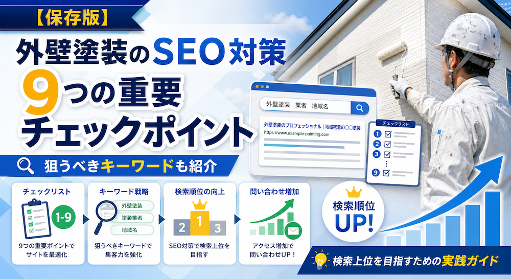 外壁塗装のSEO対策9つの重要チェックポイントを解説！狙うべきキーワードも紹介