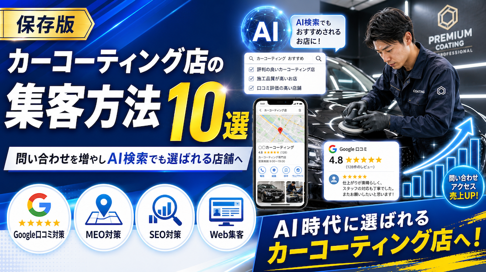 カーコーティング店の集客方法10選｜問い合わせを増やしAI検索でも選ばれる店舗へ