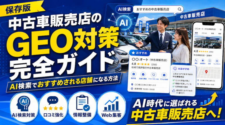 中古車販売店のGEO対策完全ガイド｜AI検索でおすすめされる店舗になる方法