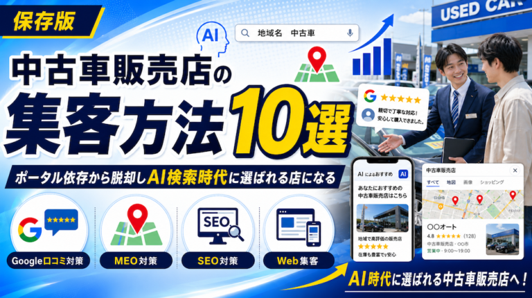 中古車販売店の集客方法10選｜ポータル依存から脱却しAI検索時代に選ばれる店になる