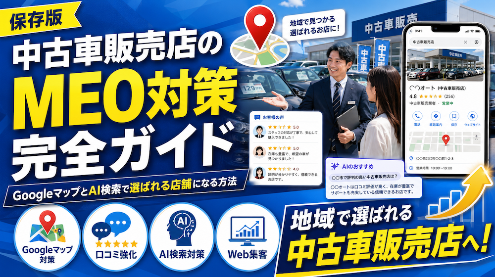 中古車販売店のMEO対策完全ガイド｜GoogleマップとAI検索で選ばれる店舗になる方法