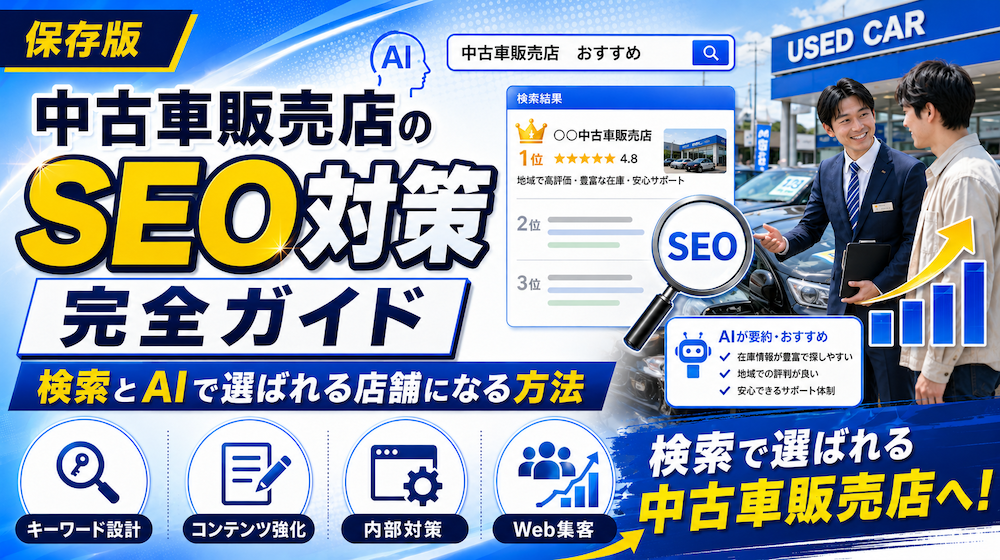 中古車販売店のSEO対策完全ガイド｜検索とAIで選ばれる店舗になる方法