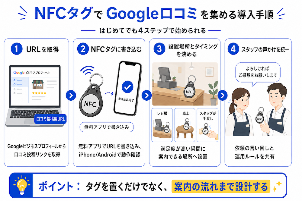 NFCタグでGoogle口コミを集めるとは?仕組み・導入手順・成果を出す「自分ごと化」の仕組みまで解説