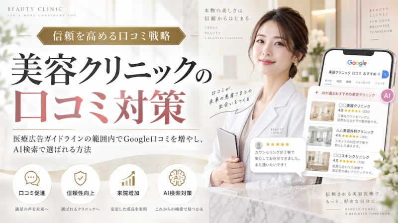 美容クリニックの口コミ対策｜医療広告ガイドラインの範囲内でGoogle口コミを増やし、AI検索で選ばれる方法